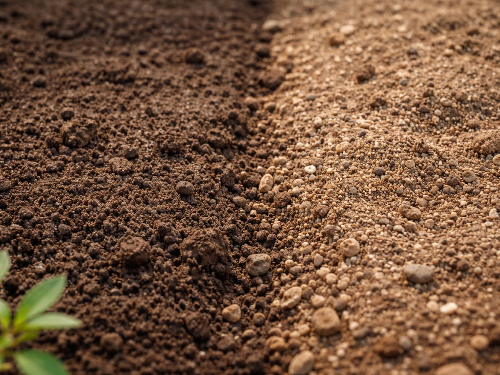 Close-up of well-drained neutral soil with sunlight and a small raised bed edge for woad and indigo.
