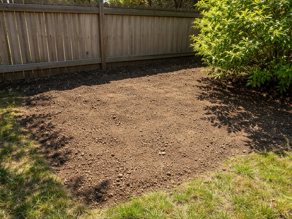 South-facing garden soil area in bright sun, showing clear drainage and open full-light planting space.
